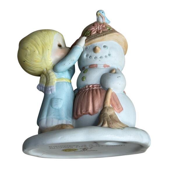 VTG 80s BETSEY CLARK Christmas Porcelain Figurine Snowman Kindness Collectible - Picture 3 of 7